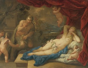 Sleeping Venus with Cupids and Satyr (1663) by Luca Giordano